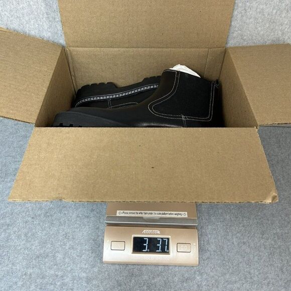 Women's Calvin Klein Size 9 Black Boots Shari Lug Chelsea Leather Combat Chunky - Picture 11 of 12